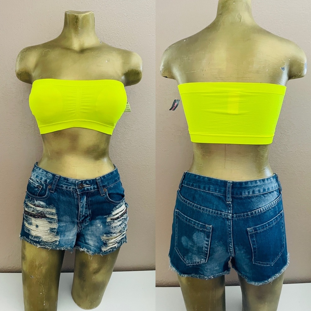 NWT Neon YELLOW Dayglo Bandeau BRALETTE Medium